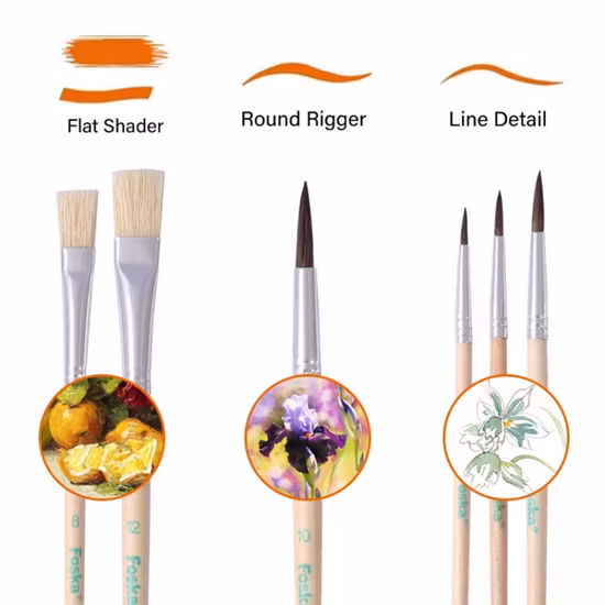 12 Stück Borstenhaar-Künstlerpinsel und hochwertige Pinsel